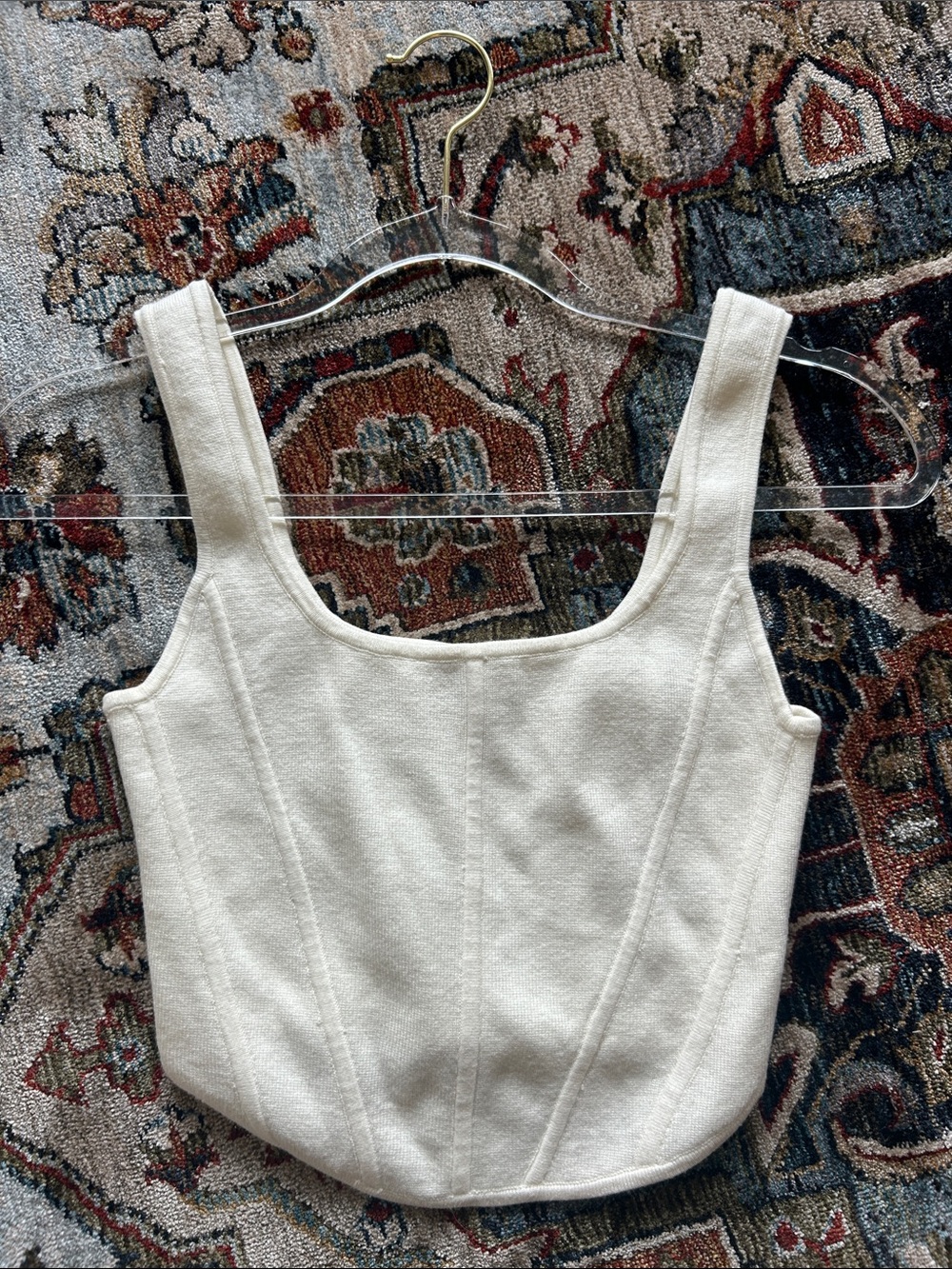 Aritzia Wilfred Cream Structured Sleeveless Crop Top